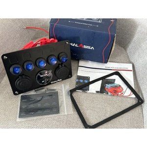 Thalassa 5 Gang Toggle Rocker Switch Panel Car Boat Marine RV Truck Blue LED New